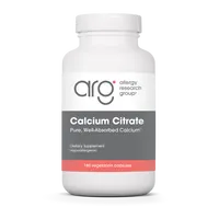 アレルギーリサーチグループ ALLERGY RESEARCH GROUP カルシウム 180カプセル(CALCIUM CITRATE 180 VEGETARIAN CAPS):Yokohama Media