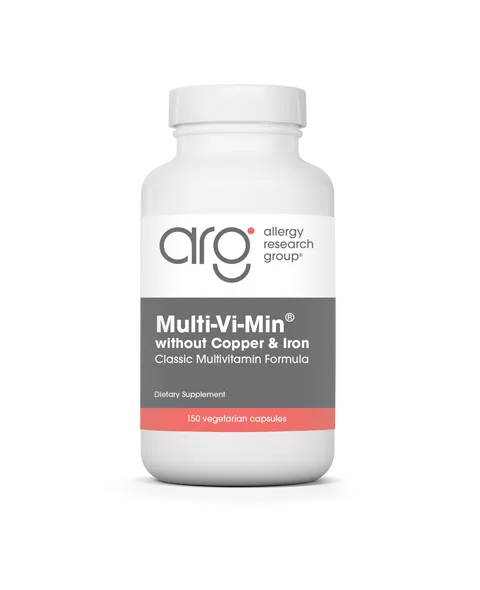 ALLERGY RESEARCH GROUP マルチビタミン ミネラル　鉄と銅を含まない　MULTI-VI-MIN WITHOUT COPPER & IRON　150カプセル:Yokohama Media
