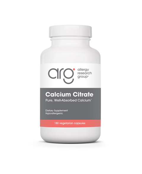アレルギーリサーチグループ ALLERGY RESEARCH GROUP カルシウム 180カプセル(CALCIUM CITRATE 180 VEGETARIAN CAPS):Yokohama Media